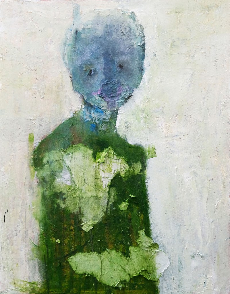 Solace Seeker V, mixed media on wood, 18" x 14", CKS